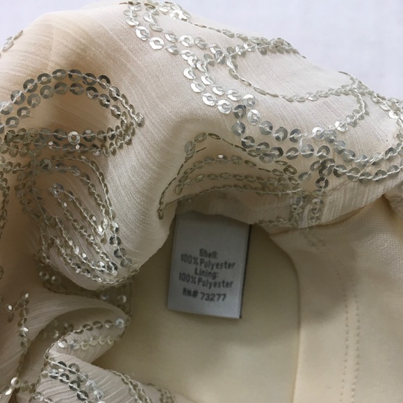 LC Lauren Tank Top Scoop Neck Sparkling Sequined Embellished Cream Blush Tank S - Picture 10 of 16